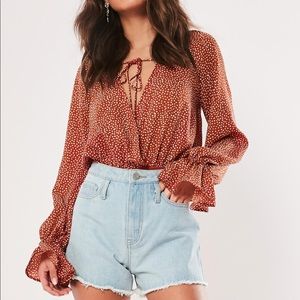 Misguided rusty polka dot bodysuit
